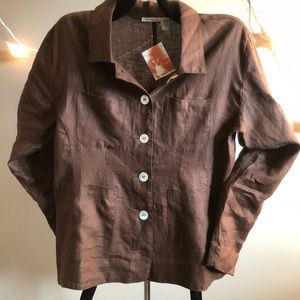 •Putumayo Brown 4 Pocket Linen Blazer•